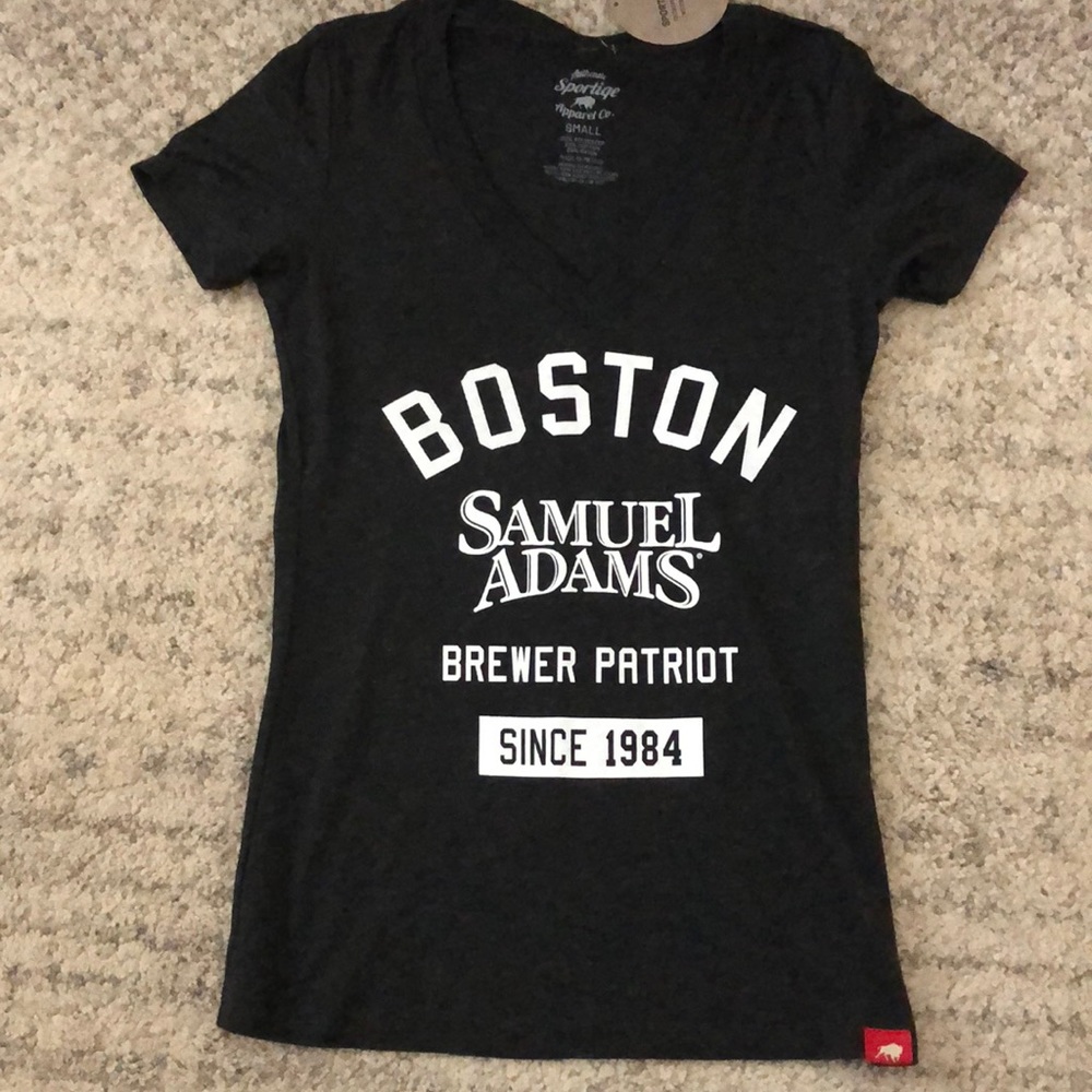 Samuel Adams ladies T shirt v-neck tee BOSTON S
